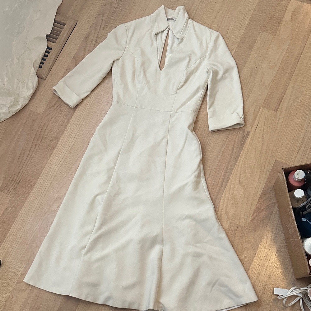 Black Halo Cream Long Sleeve Dress
